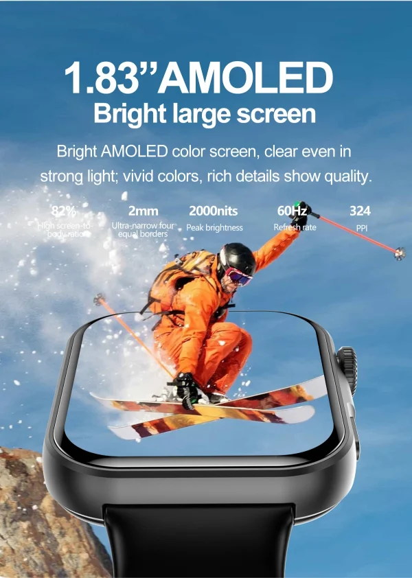 LIGE ساعة ذكية ⌚️ شاشة AMOLED، اتصال بلوتوث!