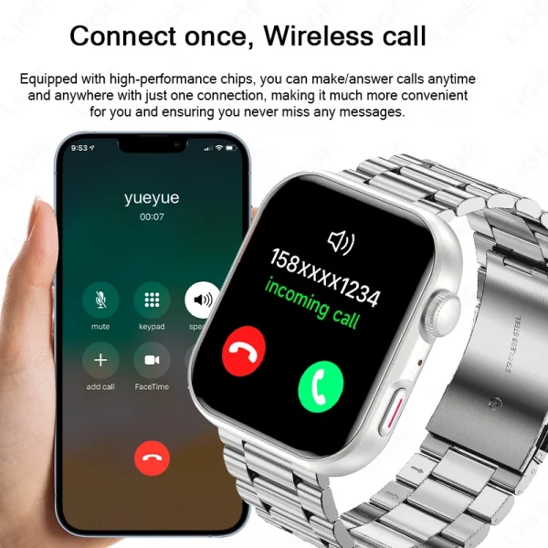 LIGE ساعة ذكية ⌚️ شاشة AMOLED، اتصال بلوتوث!